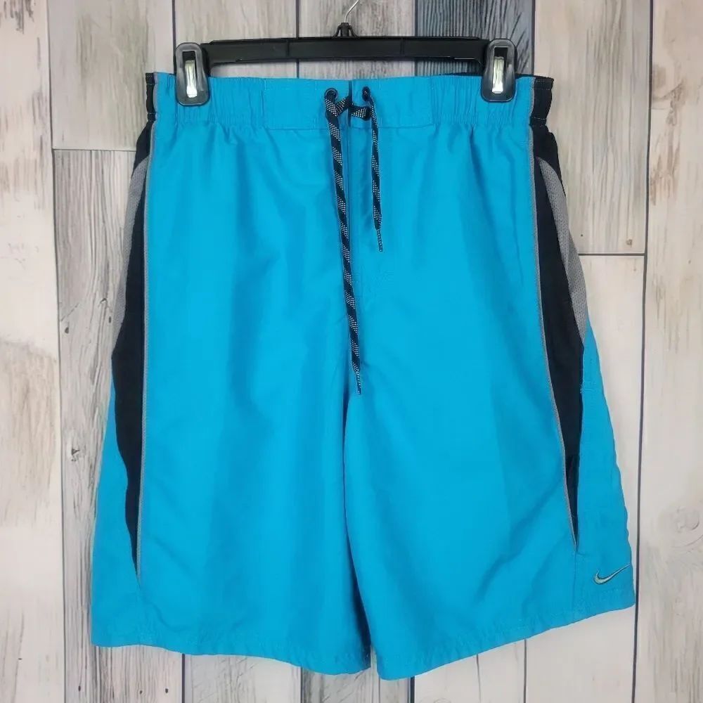 Nike Blue Black Swim Trunks Shorts Size Small